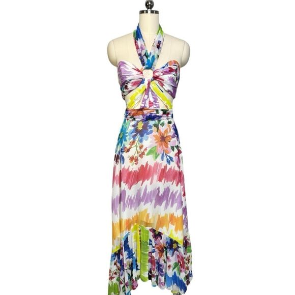 PatBo Bloom FLoral Cut Out Floral Midi Ruffle Dress | 4 - Picture 3 of 12